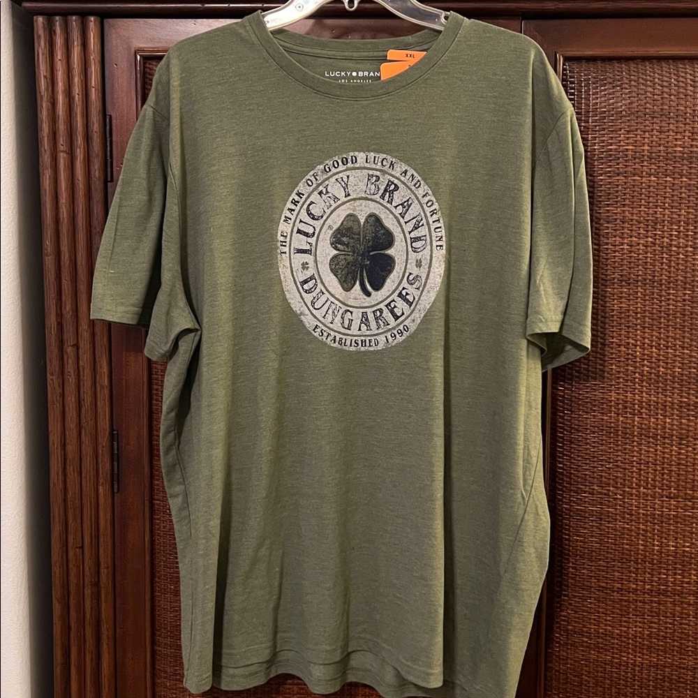 NWT Lucky Brand Olive Graphic Tee for Men